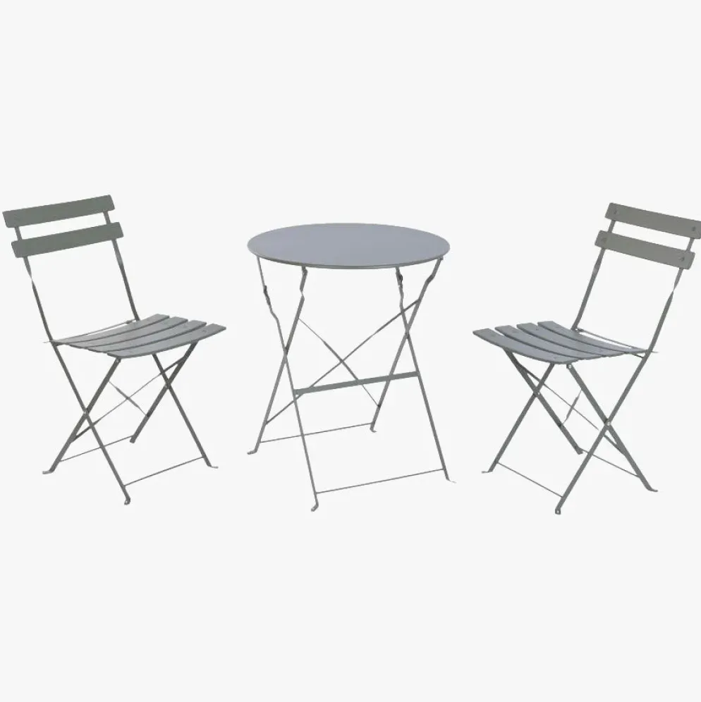 Conjunto de Mesa e Duas Cadeiras Cinza Verde