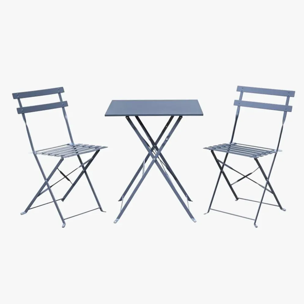 Conjunto de Mesa e Duas cadeiras Metal Cinza