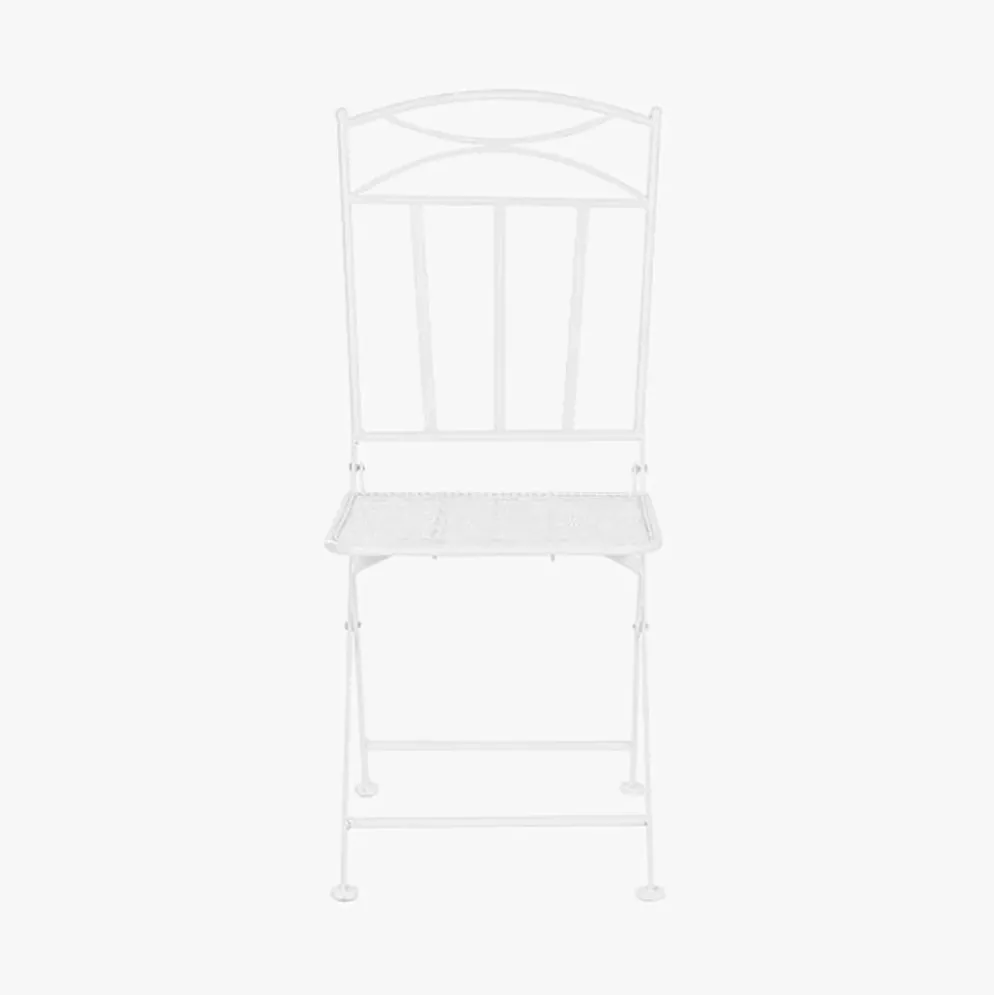 Conjunto de mesa e duas cadeiras em metal com folhas branco