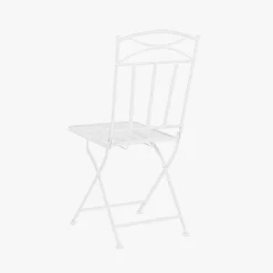 Conjunto de mesa e duas cadeiras em metal com folhas branco