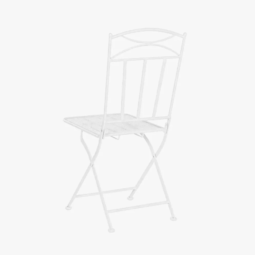 Conjunto de mesa e duas cadeiras em metal com folhas branco