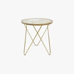 Conjunto de 2 mesas de apoio com folhas de Ginkgo douradas