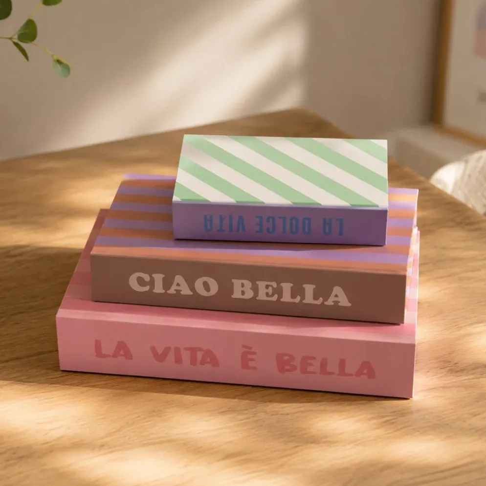 Conjunto de três caixas livro Riscas