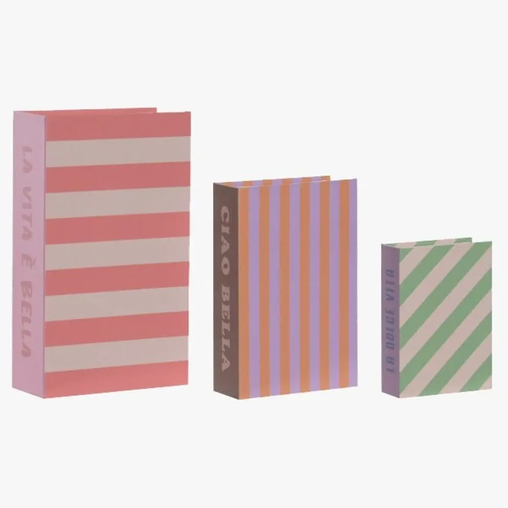Conjunto de três caixas livro Riscas