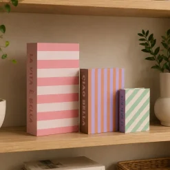 Conjunto de três caixas livro Riscas