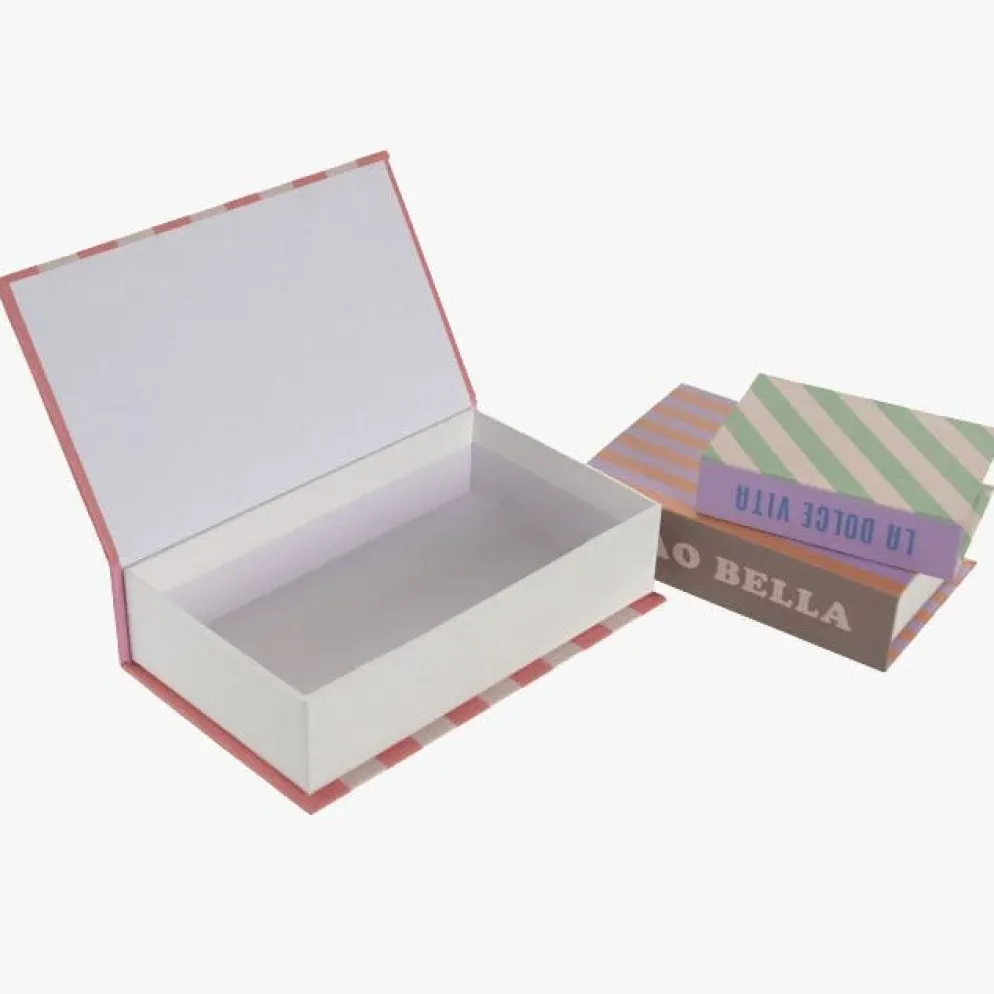 Conjunto de três caixas livro Riscas