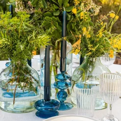 Conjunto de Velas Castiçal Azul Escuro