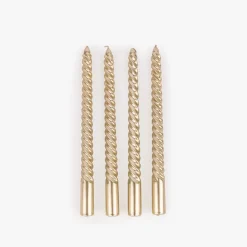 Conjunto de Velas Castiçal Espiral Dourado