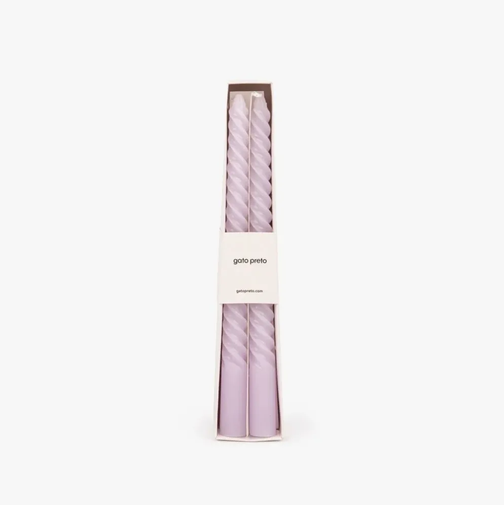 Conjunto de Velas Castiçal Espiral Violeta