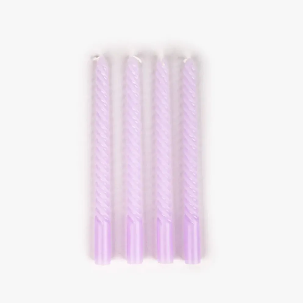 Conjunto de Velas Castiçal Espiral Violeta
