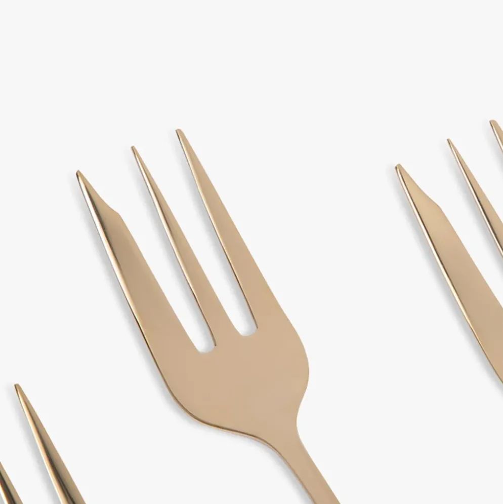 Conjunto 5 Talheres para Servir Bolo Aço Inox Dourado