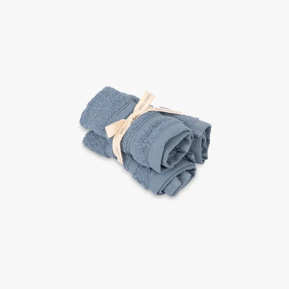 Conjunto Toalhetes de Algodão Azul