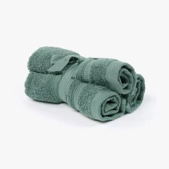 Conjunto Toalhetes de Algodão Verde Escuro