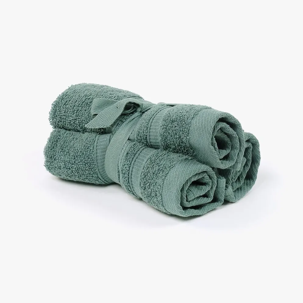 Conjunto Toalhetes de Algodão Verde Escuro