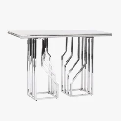 Consola Tampo Efeito Mármore e Estrutura Metálica | 120x40x78 cm