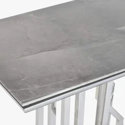 Consola Tampo Efeito Mármore e Estrutura Metálica | 120x40x78 cm
