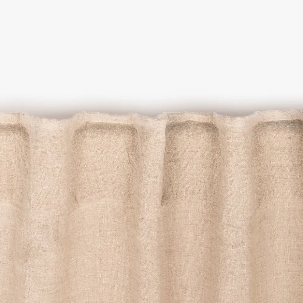 Cortinado de Linho Bege com Folhas