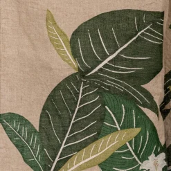 Cortinado de Linho Bege com Folhas
