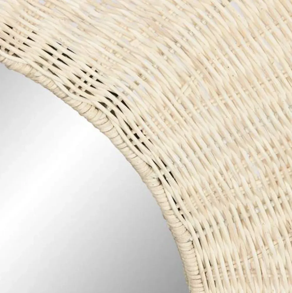 Espelho de Parede Flor de Rattan Natural