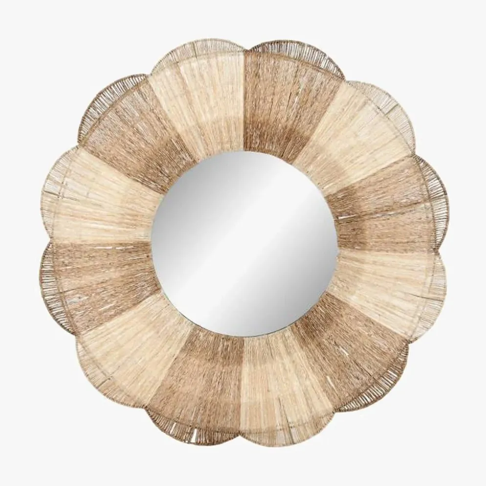 Espelho de Parede Flor em Rattan dois tons