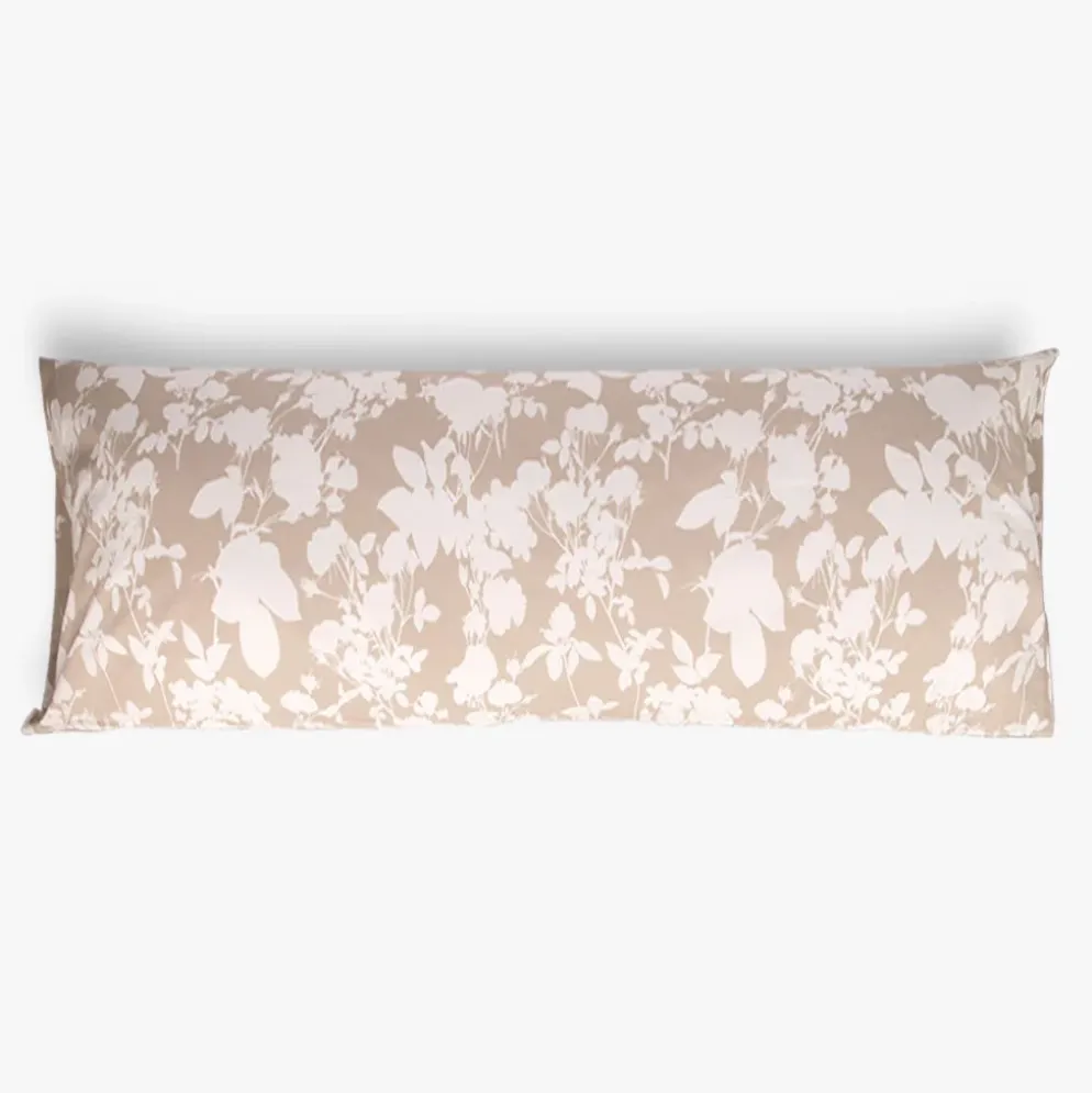 Fronha para Almofada de Dormir Flores Bege e Branco 45x155