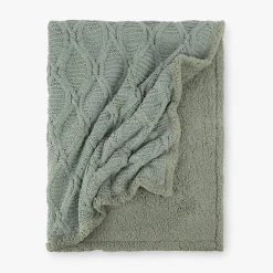 Manta de Tricot Trançando com Sherpa Verde