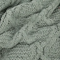 Manta de Tricot Trançando com Sherpa Verde