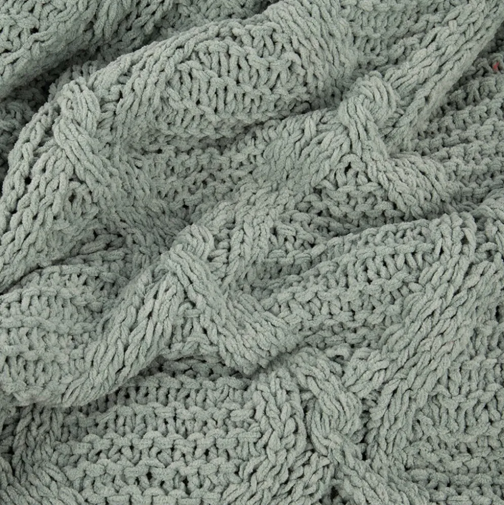 Manta de Tricot Trançando com Sherpa Verde