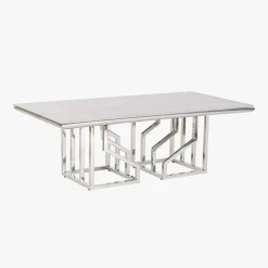 Mesa Centro Tampo Efeito Mármore e Estrutura Metálica | 120x60x40 cm