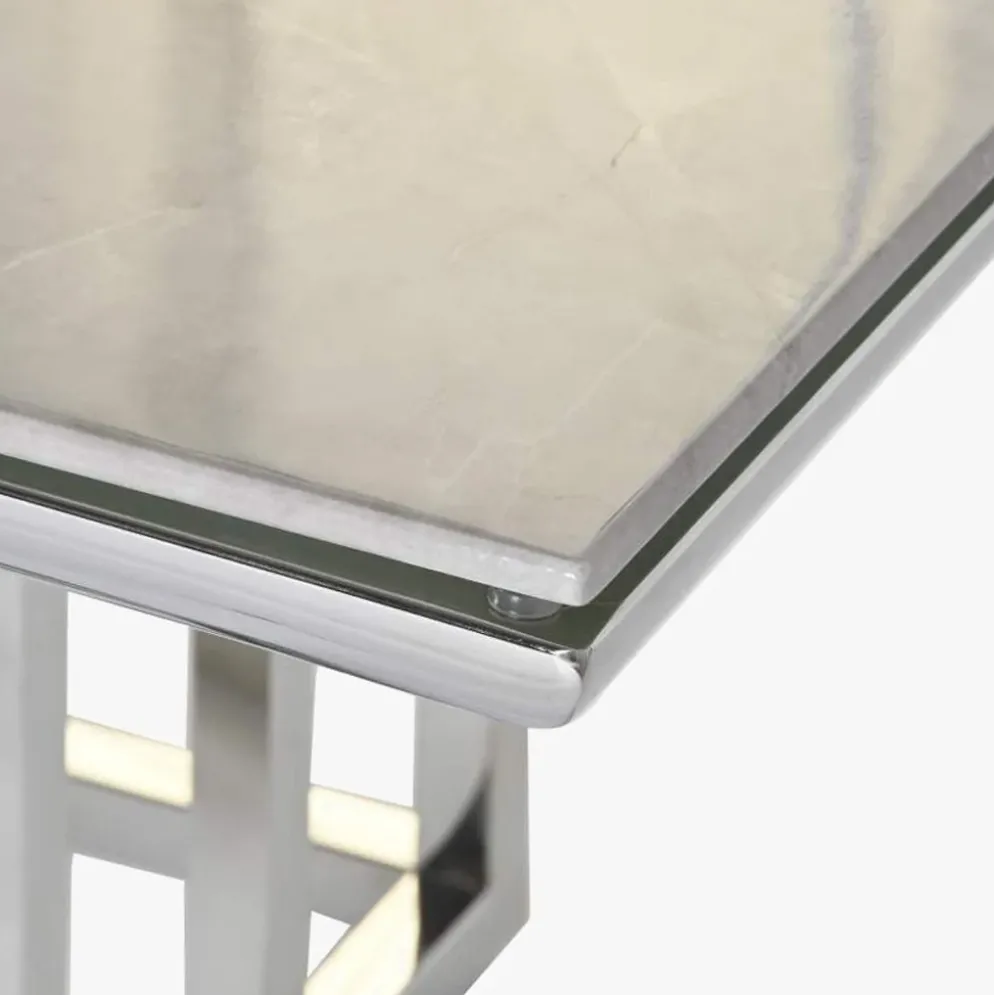 Mesa Centro Tampo Efeito Mármore e Estrutura Metálica | 120x60x40 cm