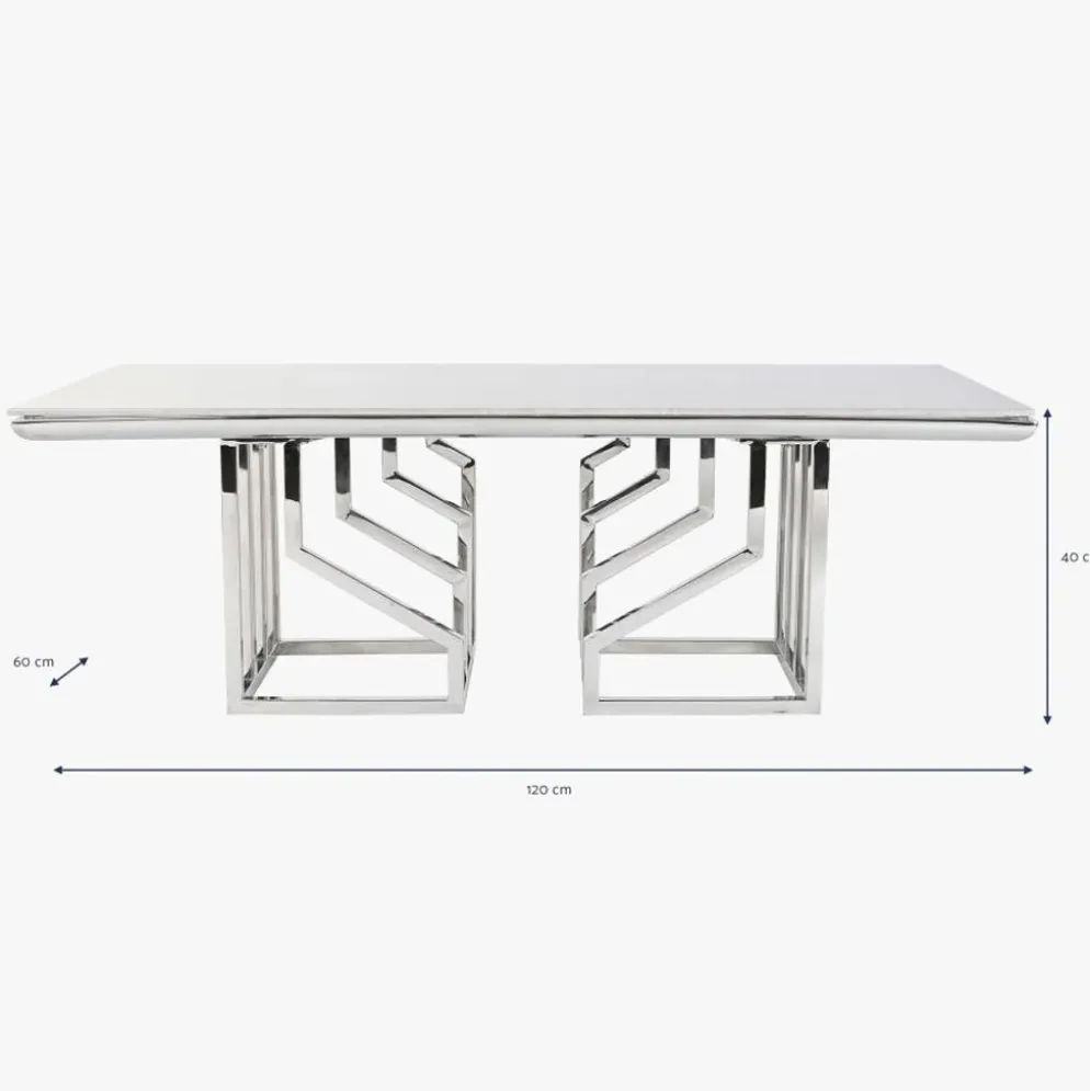 Mesa Centro Tampo Efeito Mármore e Estrutura Metálica | 120x60x40 cm