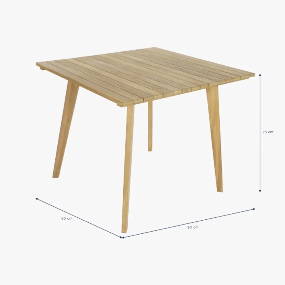 Mesa com 4 cadeiras em Teca e Corda Castanho