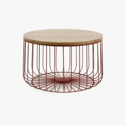Mesa de Apoio Baixa com Estrutura em Metal Vermelho
