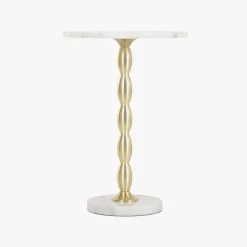 Mesa de Apoio Clássica Mármore com Pé Dourado