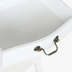 Mesa de Cabeceira Branca com Uma Gaveta