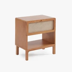 Mesa de Cabeceira de Duas Gavetas com Linho