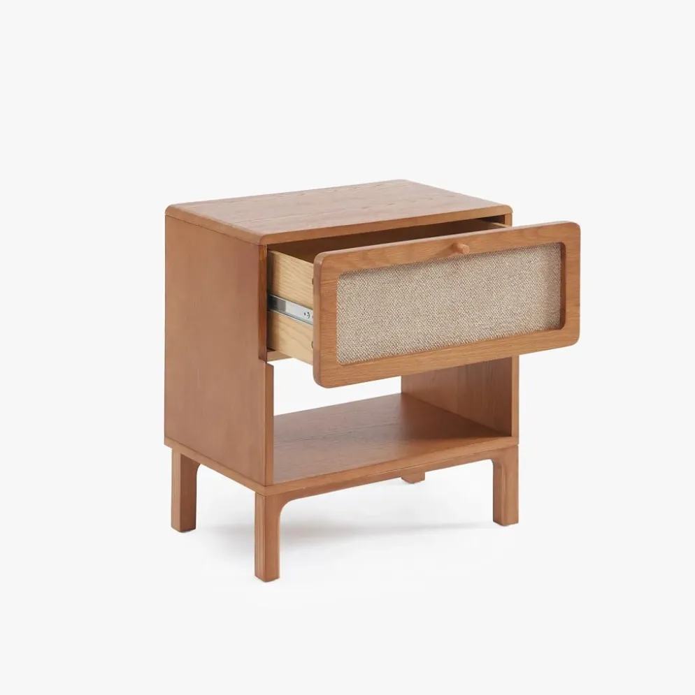 Mesa de Cabeceira de Duas Gavetas com Linho