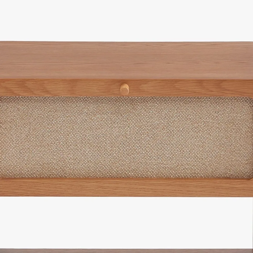 Mesa de Cabeceira de Duas Gavetas com Linho