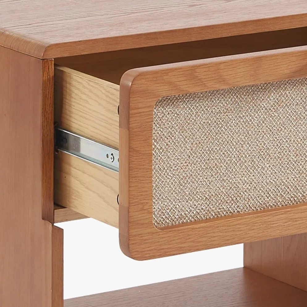 Mesa de Cabeceira de Duas Gavetas com Linho