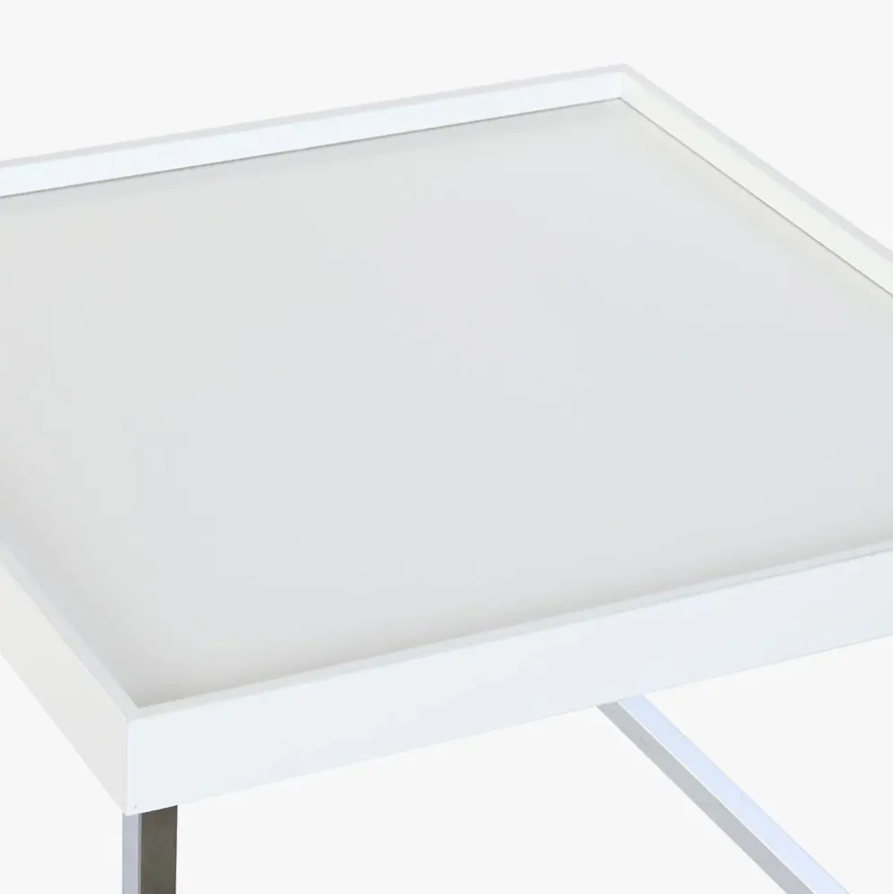 Mesa de Centro Branco (2 Peças) com Estrutura Metálica | 110x48x45 cm