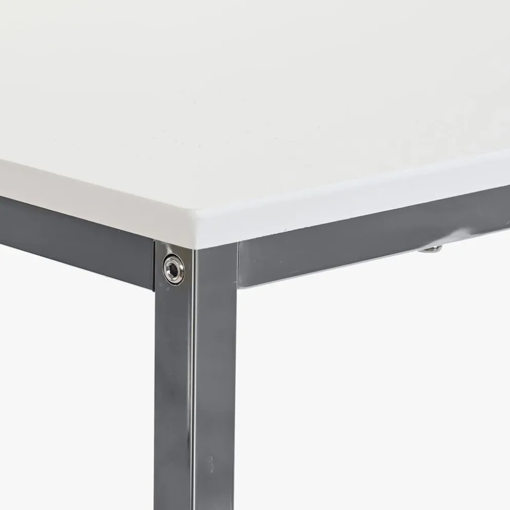 Mesa de Centro Branco (2 Peças) com Estrutura Metálica | 110x48x45 cm