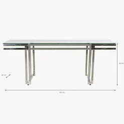 Mesa de Centro Tampo em Vidro e Estrutura em Metal Prata | 120X60X45