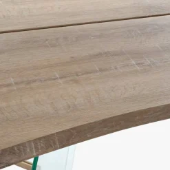 Mesa de Jantar Castanha com Pés em Vidro | 180X90X76