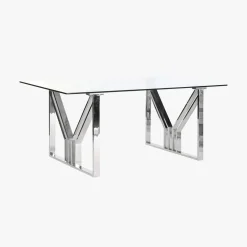 Mesa de Jantar em Vidro com Estrutura Cromada | 180X90X75