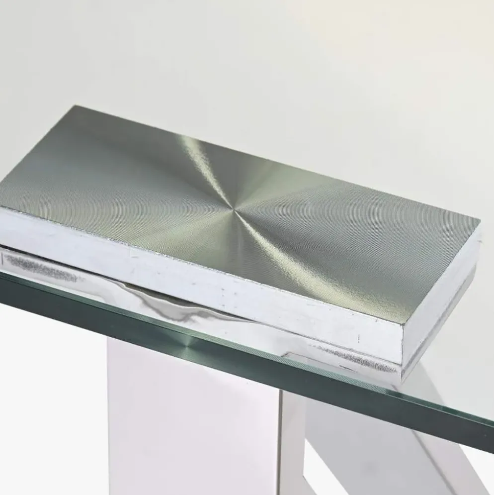 Mesa de Jantar em Vidro com Estrutura Cromada | 180X90X75