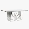 Mesa de Jantar Tampo Efeito Mármore e Estrutura Metálica | 180x90x75 cm