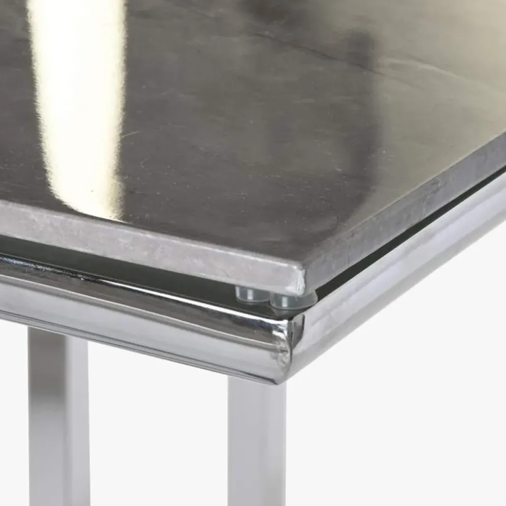 Mesa de Jantar Tampo Efeito Mármore e Estrutura Metálica | 180x90x75 cm