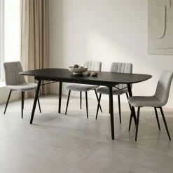 Mesa de Refeição Extensível Preta