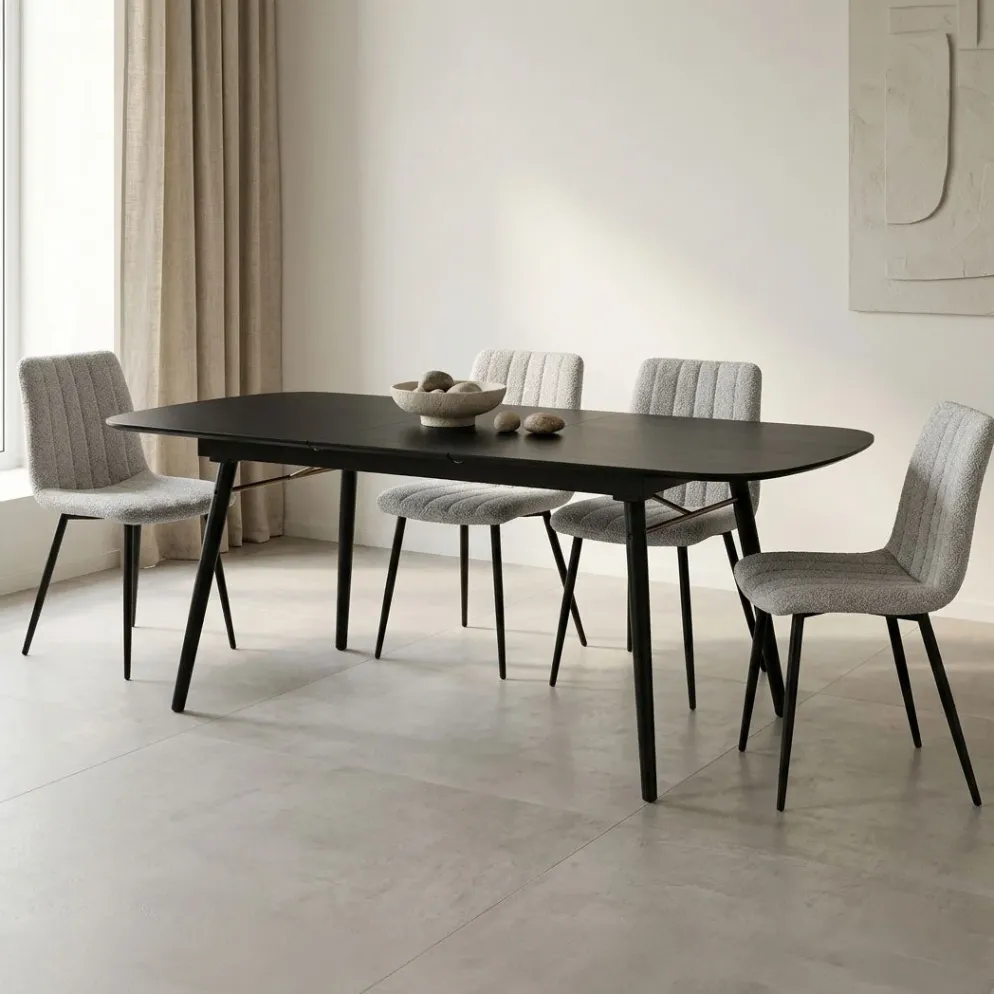 Mesa de Refeição Extensível Preta