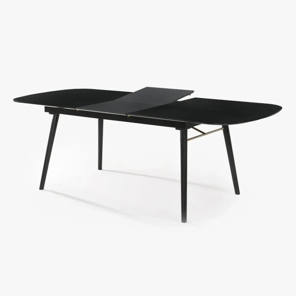 Mesa de Refeição Extensível Preta